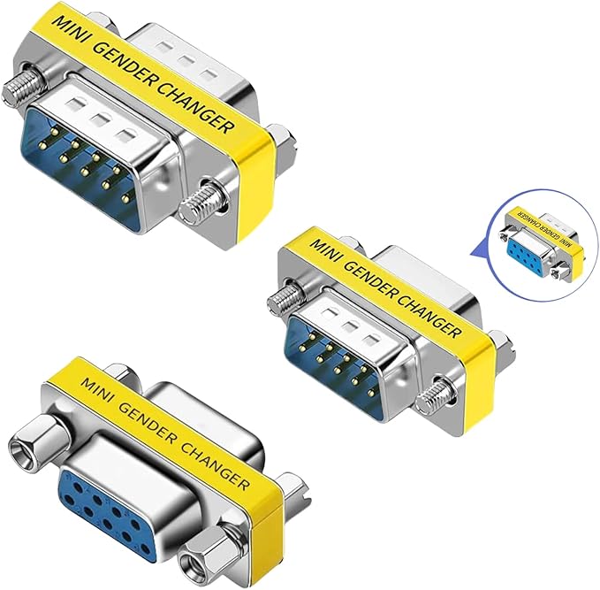 db9 Connector Null Modem Adapter,9-Pin Serial vga Adapter RS232 db9 Gender Changer,for Computer and Industrial Device Data Transfer(F-F, M-F, M-M)