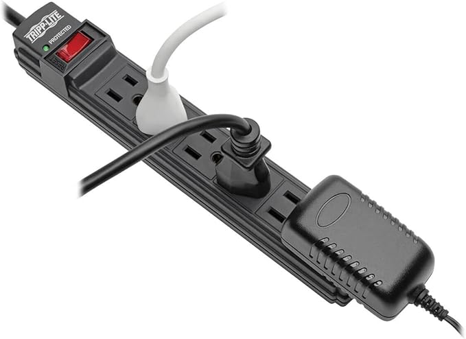 Tripp Lite 6 Outlet Surge Protector Power Strip, 6ft Cord, Black, Lifetime Manufacturer's Guarantee & $10,000 Insurance (TLP6B)