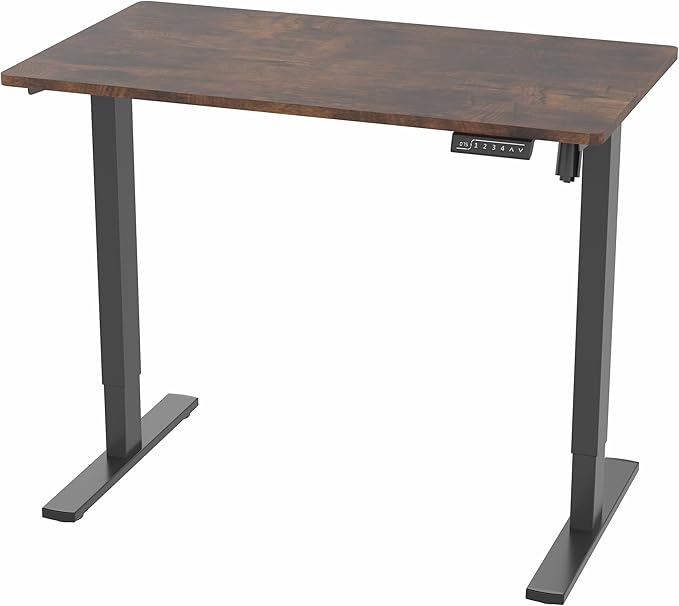 VIVO Electric 43 x 24 in Standing Desk, Memory Height Adjustment, 1B Series, Holds 220 lbs, Rustic Vintage Brown Top, Black Frame, DESK-1B4N
