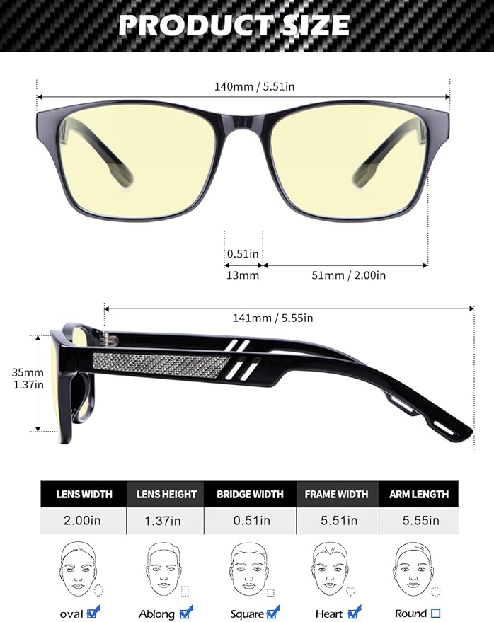 ANYLUV Blue Light Glasses Men Women Computer Gaming Glasses Anti Eyestrain Lightweight Blue Light Blocking Glasses