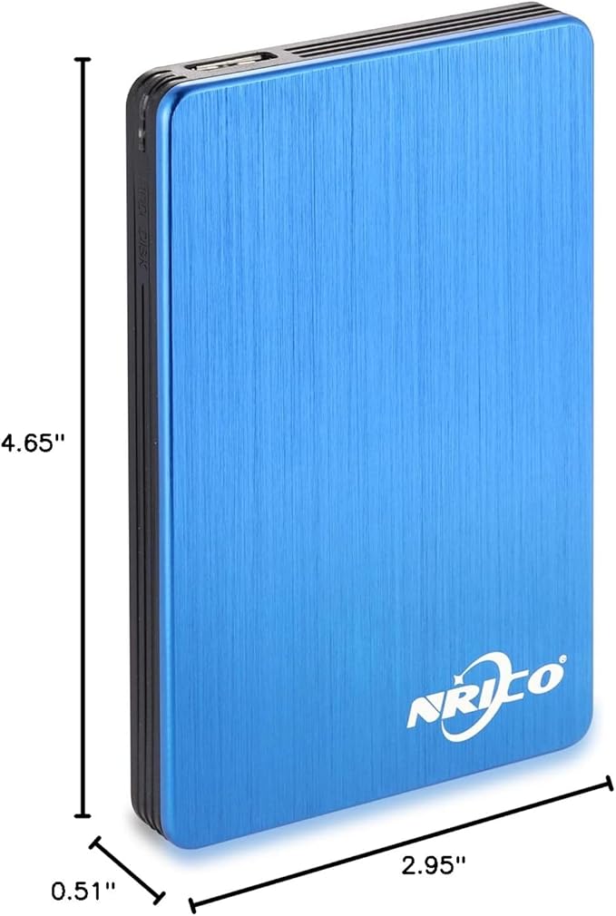 NRICO Portable External Hard Drive, USB 3.0, 2.5 Inch, Compatible with PC, Mac, Desktop (Blue, 320, GB)