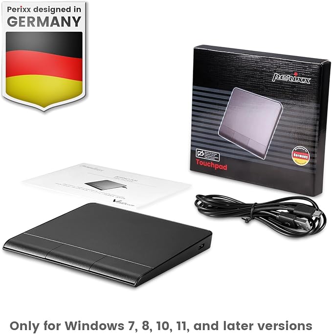 Perixx PERIPAD-506 Wired Slim USB Touchpad - Wired Detachable Touchpad for Desktop and Laptop User - Large Size 5.31x4.57x0.55 inches - Black