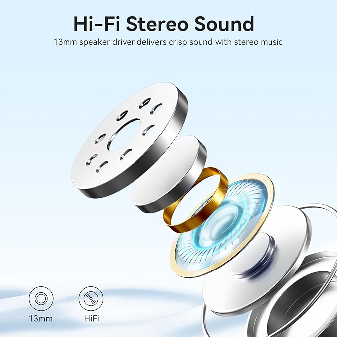 Wireless Earbuds, Bluetooth 5.3 Headphones 40Hrs Playtime Deep Bass Stereo, LED Power Display, Call Noise Canceling Headphones with Mic, IP7 Waterproof Earphones for iOS Android Purple