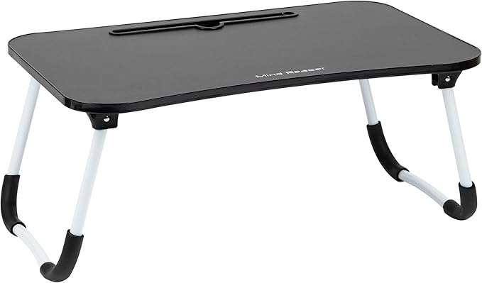 Mind Reader Lap Desk Laptop Stand with Folding Legs, Portable Bed Tray Table for Laptop, Breakfast, Reading, Crafts, MDF, Black