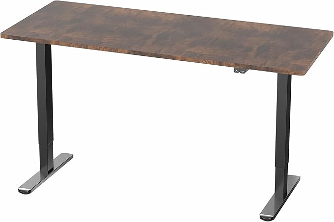 VIVO Electric 60 x 30 inch Stand Up Desk, Height Adjustable, Rustic Vintage Brown Top Black Frame, Home and Office Furniture Sets, DESK-KIT-0B6N