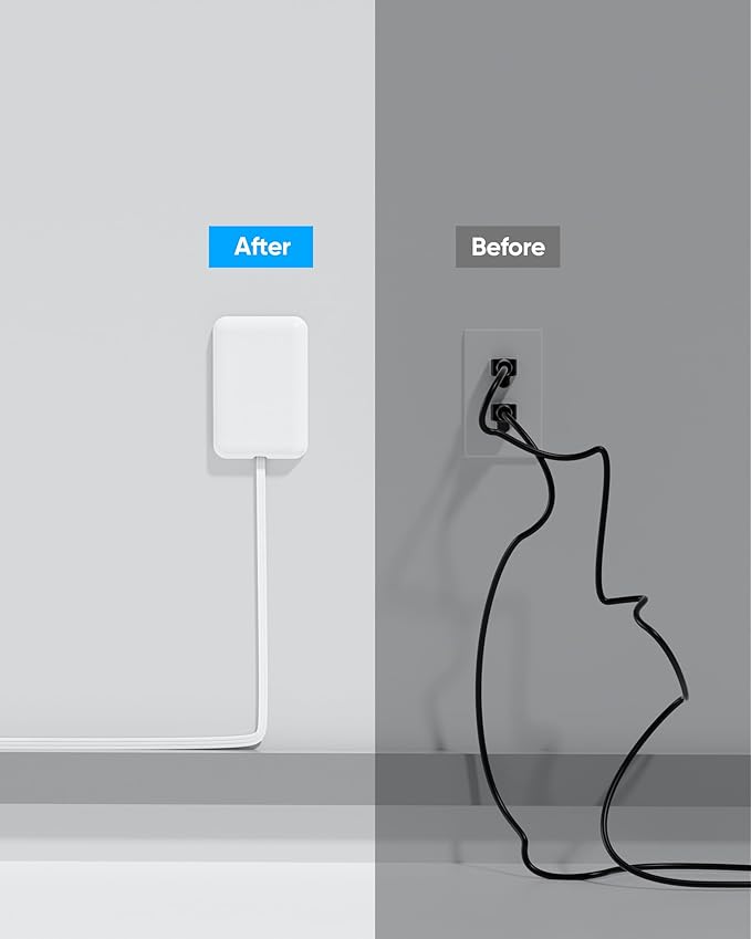 Flat Extension Cord with Outlet Cover, Olcorife Flat Plug Power Strip with 8 Outlets and 4 USB Ports, 2000 Joules Surge Protector, 3 FT Cord Hidden Outlet Extender for Tight Spaces