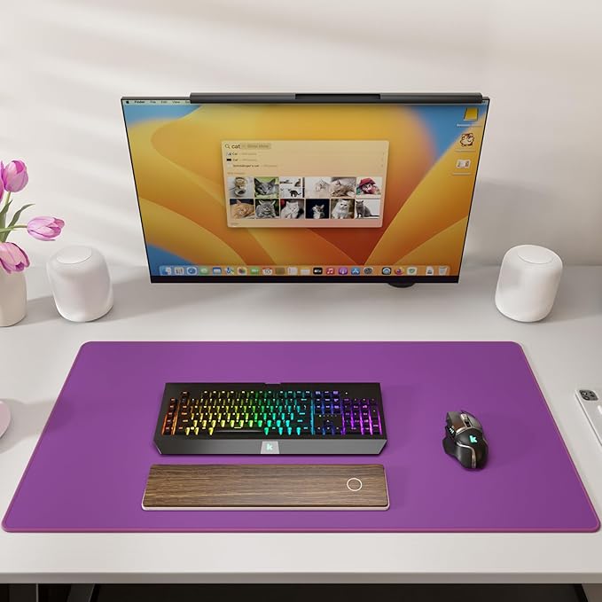 KTRIO Large Gaming Mouse Pad Desk Mat, Superior Micro-Weave Cloth, Non-Slip Rubber Base, Stitched Edges, Water-Resistant, for Gamer, Office & Home, 31.5 x 15.7 Inch,Violet Purple