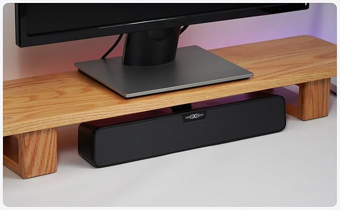 Computer Speakers Soundbar for Desktop PC Mac, USB Plug-in, Wired, External Speakers for Laptop Desk Monitor, RGB Gaming Sound bar with HD Stereo Loud Sound, Punchy Bass, Volume Knob, USB C Adapter