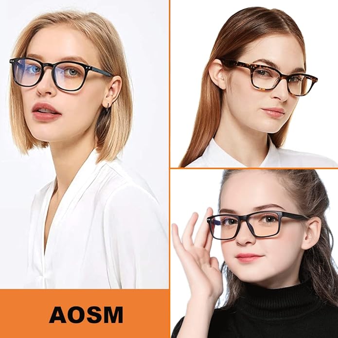 AOSM Blue Light Glasses for Men & Women,Gaming glasses Anti-Glare UV400 Protection,Blue Light Blocking to Relieve Eye Strain