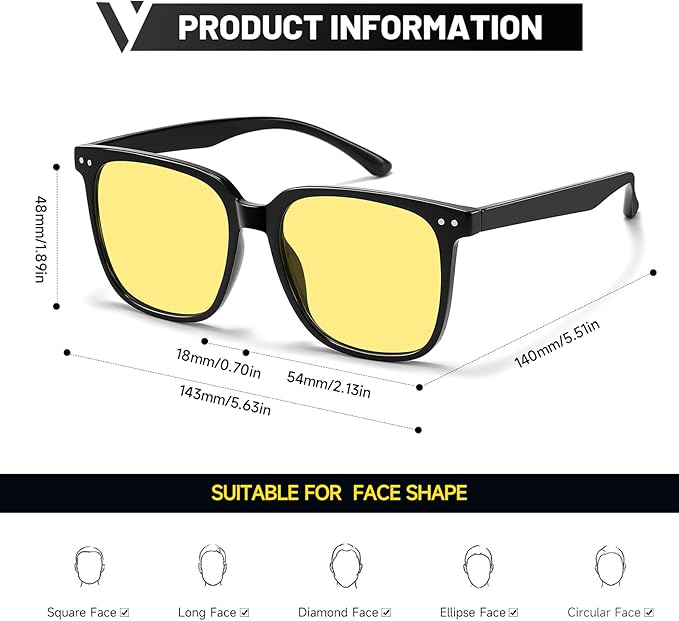 Oversized Square Blue Light Blocking Glasses for Women and Men - Gaming & Computer Anti-Fatigue