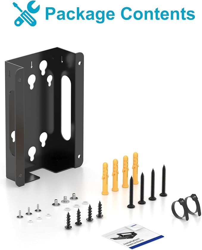 Metal Mount for Dell Docking Station Under Desk and Wall Mount for Dell UD22 WD19 WD19S WD22TB4 WD19TBS WD25 SD25 Series Dock & Power Adapter Mounting Bracket for Laptop Dock with Cable Ties