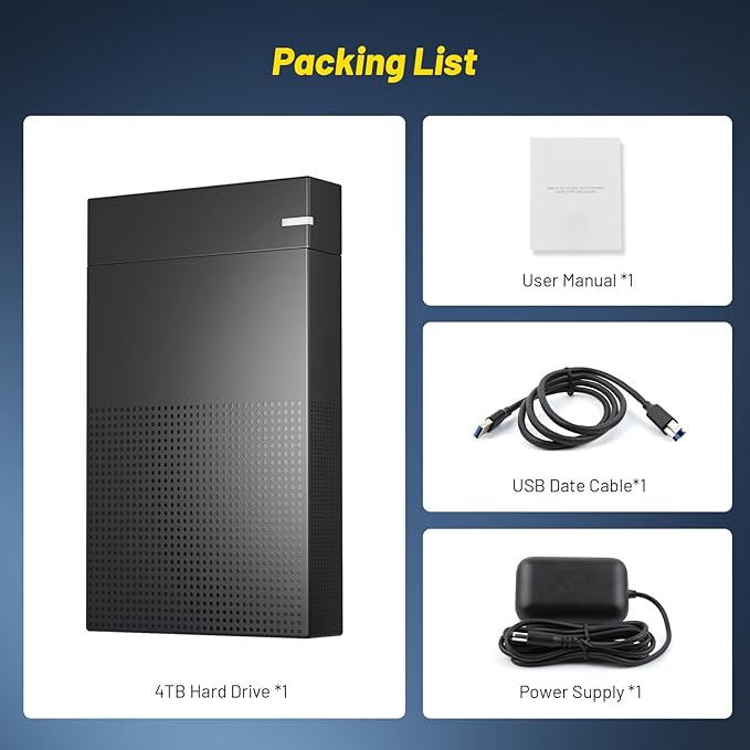 Kinhank 4TB Retro Gaming Hard Drive with 75,000+ Games,6 Systems in One,External Retro Game Hard Drive with 200+ Emulators,USB 3.0 HDD External Game Drive for PC for Win-7/8/10/11