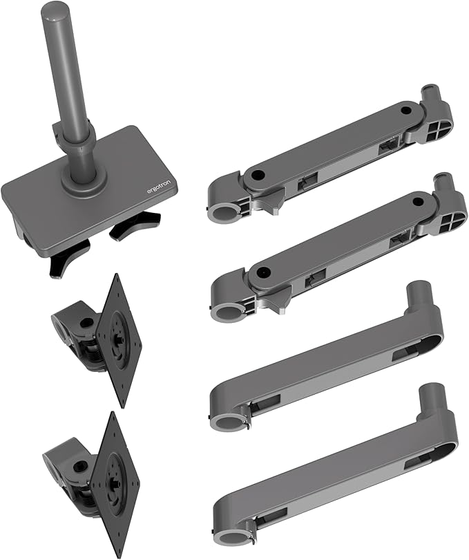 Ergotron – Upgraded LX Pro Premium Vertical Stacking Dual Monitor Arm, VESA Desk Mount – for 2 Monitors Up to 24 Inches, 4 to 22 lbs Each – Dark Grey