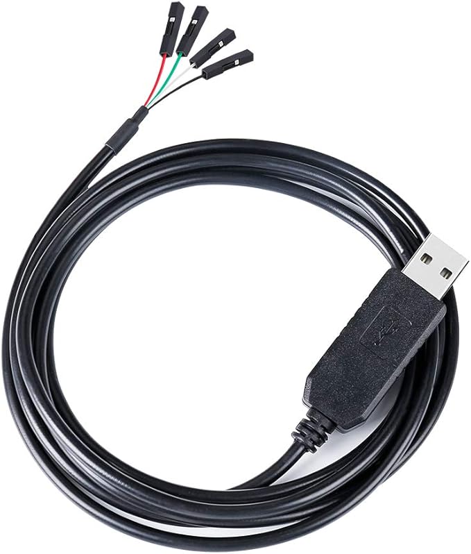 DTECH USB to TTL Serial 3.3V Adapter Cable TX RX Signal 4 Pin 0.1 inch Pitch Female Socket PL2303 Prolific Chip Windows 10 8 7 XP Vista (6ft, Black)
