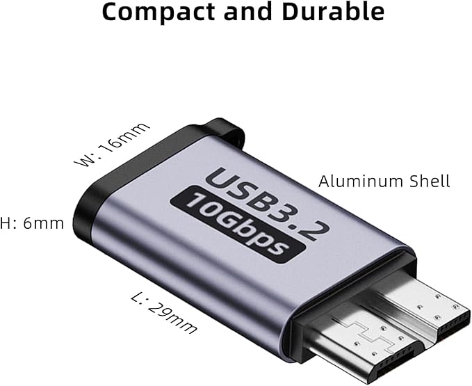 USB C to Micro B Hard Drive Adapter (4 Pack), 10Gbps Micro B to USB C Cable Converter Compatible with External Hard Drive, Laptop, Tablet, Phone and More