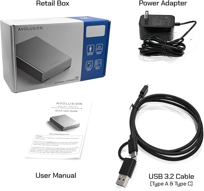 Avolusion PRO-G1 Series 14TB USB 3.2 Gen 2 (10Gbps) USB-C External Hard Drive w/USB HUB for Windows or MacOS Desktop PC/Laptop (Silver) (Renewed)