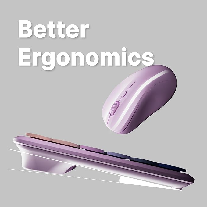 x UBOTIE Wireless Keyboard and Mouse Combo with 110 Round Keycaps, Power Switch, and Scissor-Switch Typing Feel – Ideal for Office Use(Purple Gradient)