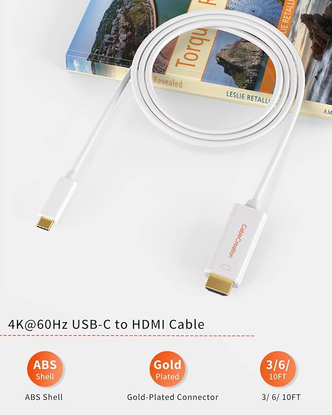 CableCreation USB C to HDMI Cable for Home Office 4K@60Hz 6FT, Type C to HDMI Thunderbolt 3 Compatible with iPhone 16 Pro Max Plus, MacBook Pro Air iPad Pro, XPS, Galaxy S24 Steam Deck