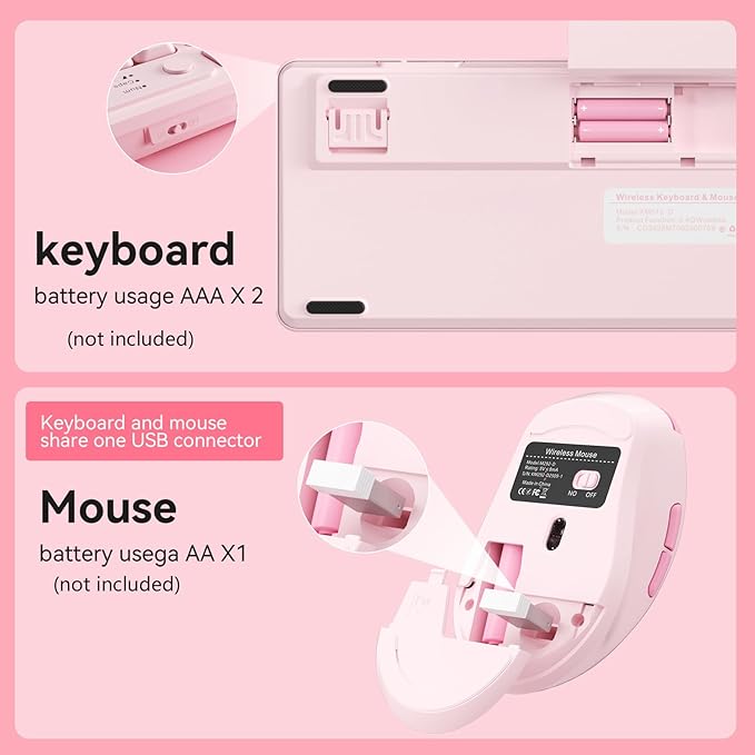 Wireless Keyboard and Mouse Combo, Full-Size USB Keyboard with Back Stand, 2.4GHz Wireless for Desktop, Laptop and Computer