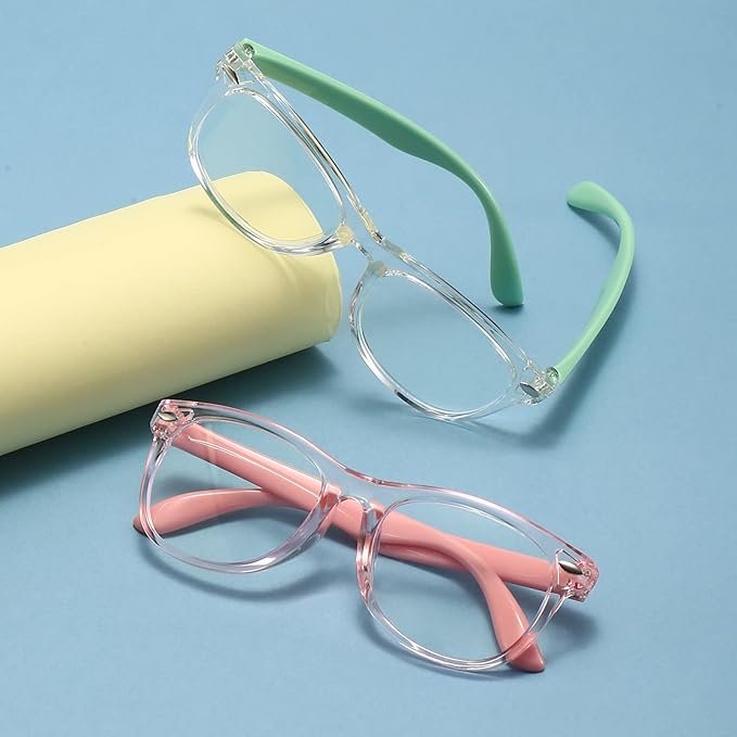 1 Pack kids Blue Light Blocking Glasses For Girls And Boys Computer Blue Light Blocking Glasses For Age 3-11 (Light pink)