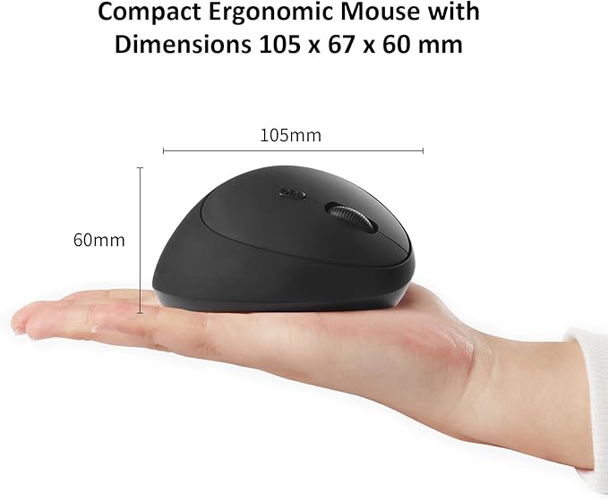 Thanice Vertical Wireless Mouse,2.4G Rechargeable Ergonomic High Precision Optical Silent Cordless Computer Mice with 6 Buttons, 3-DPI Adjustable, USB Receiver for Laptop PC Mac Notebook(Black)