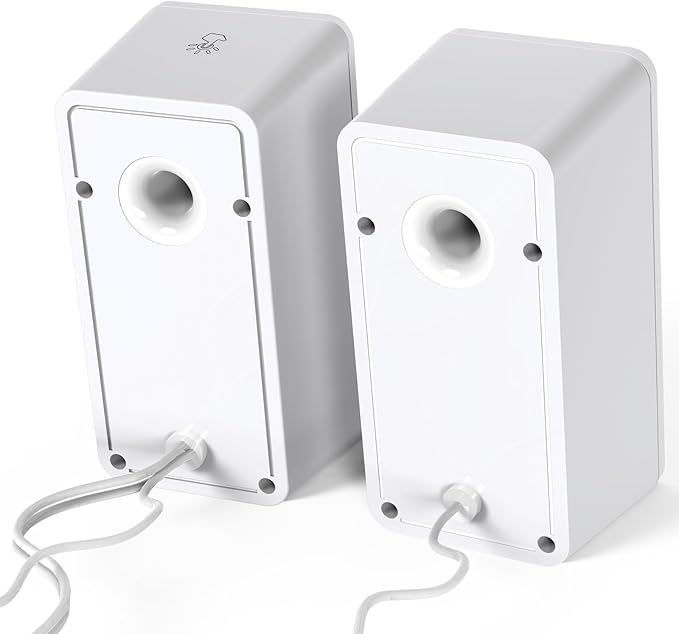 Redragon GS510 RGB Desktop Speakers, 2.0 Channel PC Computer Speaker with 4 Colorful LED Backlight Modes, Enhanced Bass and Easy-Access Volume Control, USB Powered w/ 3.5mm Cable, White