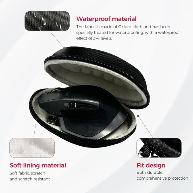 Hard Travel Case Bag for MX Master 3, MX Master 2S, and Wireless Mouse - Waterproof & Shockproof EVA Case with Hand Strap, 360Β° Zipper - Perfect for Travel Mouse (Pale Grey)