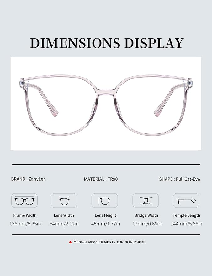 Vintage Cat-eye Blue Light Blocking Glasses for Women, Lightweight TR90 Fashion Eyeglasses