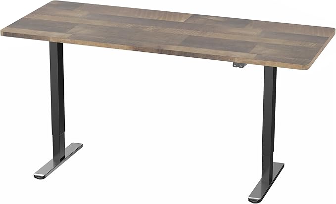 VIVO Electric 60 x 24 inch Stand Up Desk, Height Adjustable, Reclaimed Wood Top Black Frame, Home and Office Furniture Sets, DESK-KIT-B06P