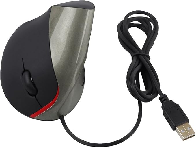 Wired Vertical Mouse, Ergonomic Design Laptop PC Computer Mouse, USB Corded Optical Mouse (Gray)