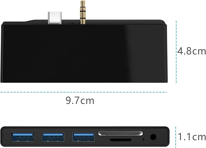 Surface Go Docking Station - USB C Hub with 6-in-2 Ports, 3.5mm Audio, SD/TF Card Reader