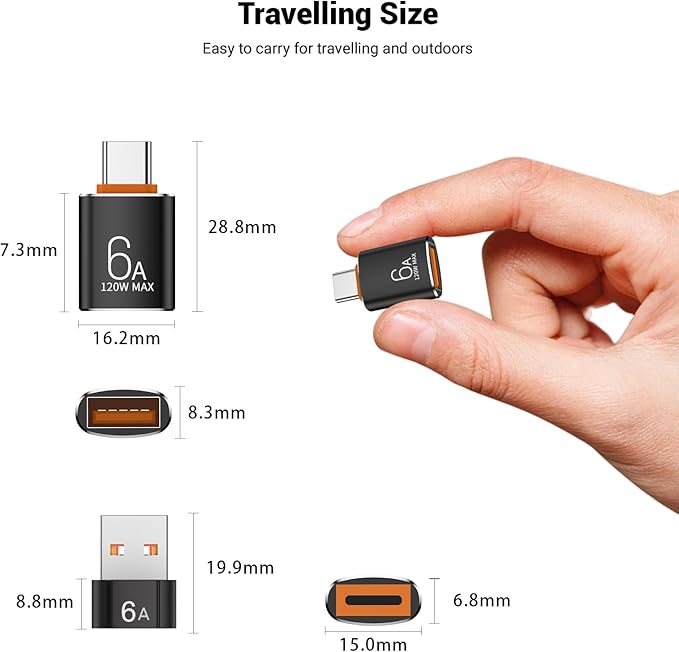 10-Pack 10Gbps/120W USB C to USB Adapter & C Male to 3.1 Female Charger,Compatible with MacBook Pro/Air, iPhone 16 15 Pro Max/15 Plus/14 13 12 Samsung Galaxy S24/S23/S22/S21
