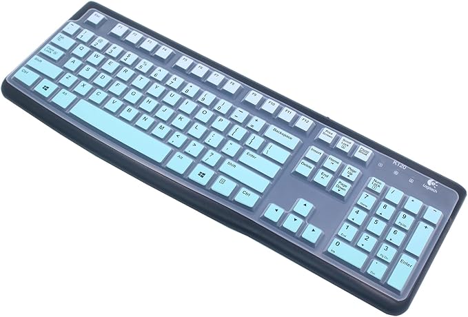 Silicone Keyboard Skin Cover Protector Compatible for Logitech K120 & MK120 Full-Size Wired Keyboard, MK120 & K120 Keyboard Protective Accessories (Ombre Mint)