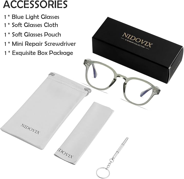 NIDOVIX Retro Round Blue Light Blocking Glasses for Men Women, Vintage Frame Non-prescription Computer Reading Eyeglasses