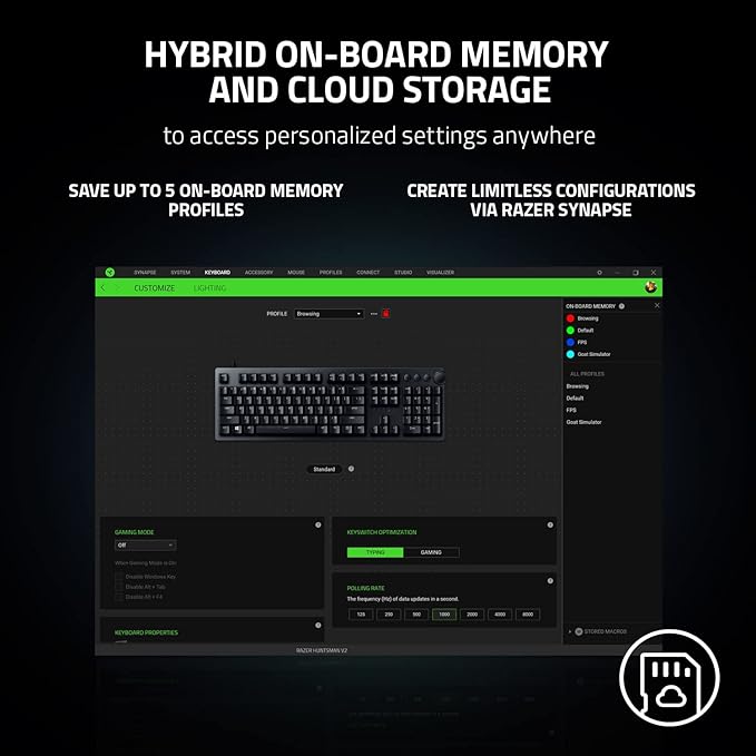 Razer Huntsman V2 Optical Gaming Keyboard: Fastest Clicky Optical Switches w/Quick Keystrokes - Doubleshot PBT Keycaps - Dedicated Media Keys & Dial - Ergonomic (Renewed), Black