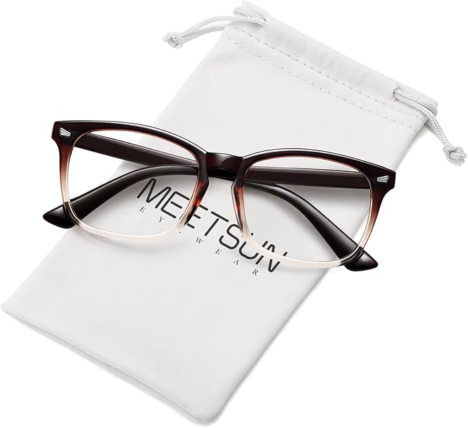 MEETSUN Blue Light Blocking Glasses Women Men, Anti Eye Strain Headache (Sleep Better),Computer Glasses UV400 Lens (Brown)