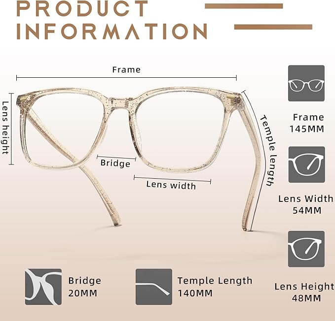 Oversized Square Blue Light Blocking Glasses for Women Men, Anti-Fatigue Computer Monitor Glasses Reduce Eye Strain