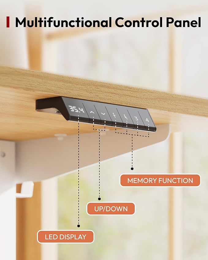 SANODESK Height Adjustable Electric Standing Desk 40x24 Inches, Sit Stand Desk with Splice Board for Home Office, Ergonomic Computer Workstation, Study & Gaming, White Frame/Maple Top