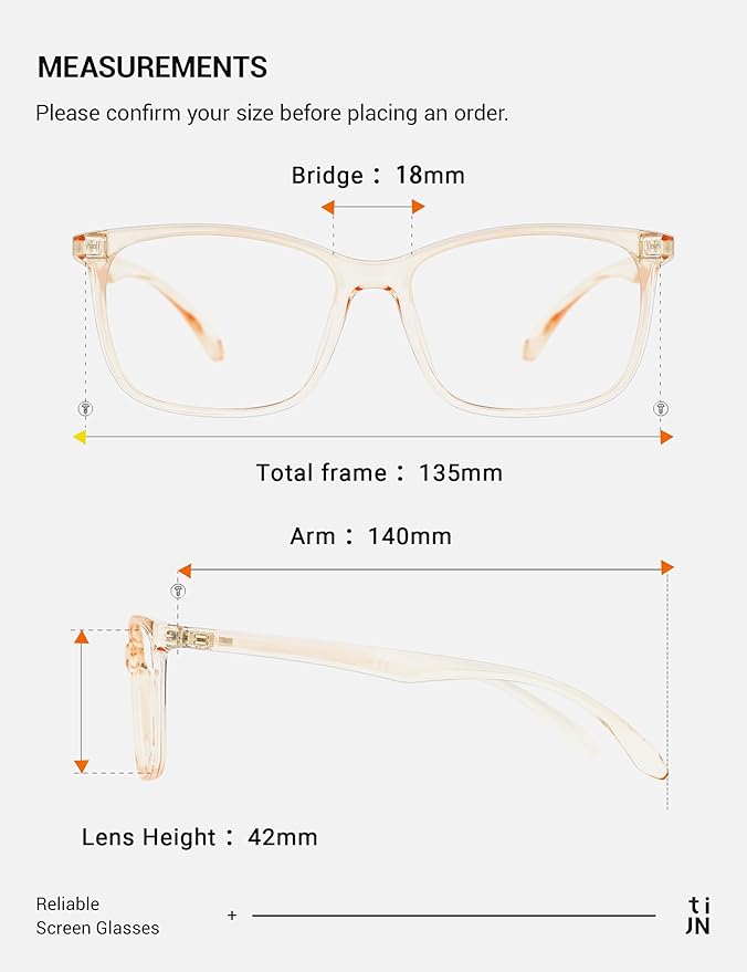 TIJN Sleep Glasses for 99.9% TR90 Blue Green Light Blocking Dual AR Coatings Red Lens for Computer Gaming Reduce Eyestrain, Crystal Orange