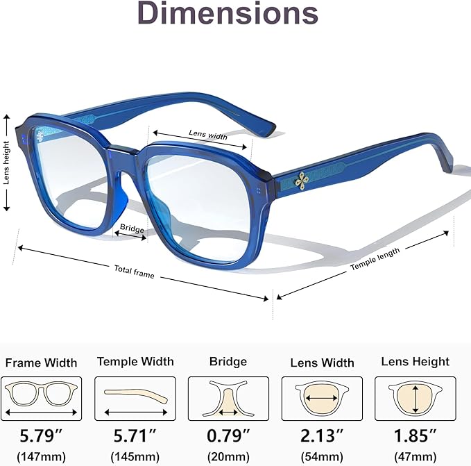 VISOONE Oversized Square Blue Light Blocking Glasses Fashion Computer Eyewear for Women and Men BENNETT