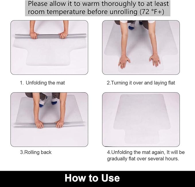 AiBOB Office Chair Mat for Hardwood Floor, 45 X 53 inches, Hard Floor Chair Mats Under Computer Desk, Easy Glide for Rolling Chairs, No Curling