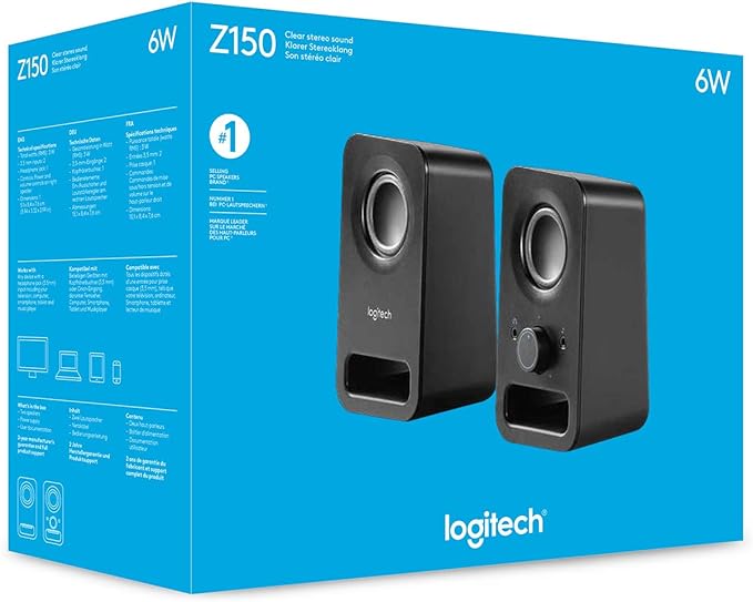 Logitech Multimedia Speakers Z150 with Stereo Sound for Multiple Devices, Black