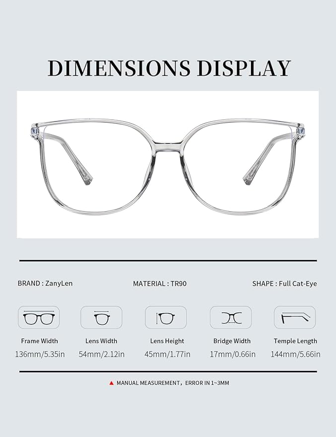 Vintage Cat-eye Blue Light Blocking Glasses for Women, Lightweight TR90 Fashion Eyeglasses