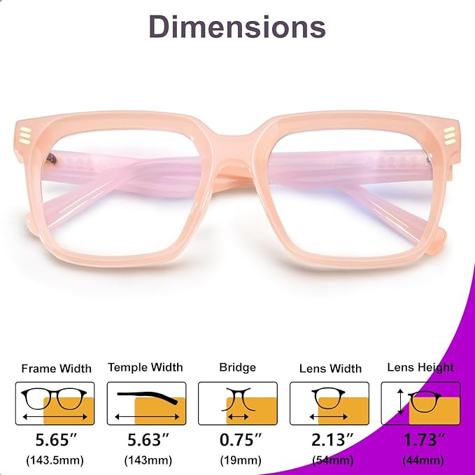 VISOONE Rectangle TR90 Blue Light Blocking Glasses Computer Eyewear with Preppy Look for Women and Men Cougar