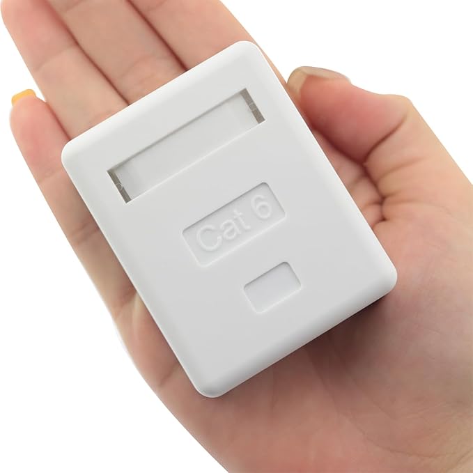 DZS ELEC Cat6 RJ45 Surface Snap-on Mount Box Network Single Port Desktop Box for House Wiring Network Remodelling Conference Room Wiring