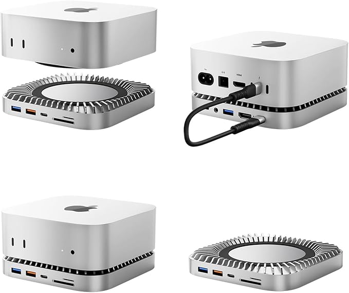 GIISSMO Mac mini M4 Dock with 4K@60 HDMI, 8TB M.2 NVMe SSD Enclosure, Mac mini Hub & Stand for Mac mini M4 and M4 Pro 2024 (10G USB A/C, 5G USB A*2, USB-C Charge, SD/TF, Audio)