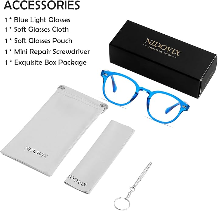 NIDOVIX Retro Round Blue Light Blocking Glasses for Men Women, Vintage Frame Non-prescription Computer Reading Eyeglasses