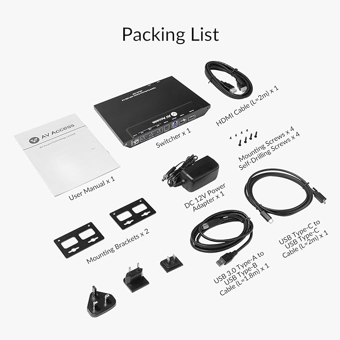 AV Access Conference Docking Station for Meeting Room, 4K Presentation Switch System Screen Mirroring, HDMI & USB-C 4K Input, Hybrid Conference System, 3 USB 3.0 Ports for Webcam and Speakerphone