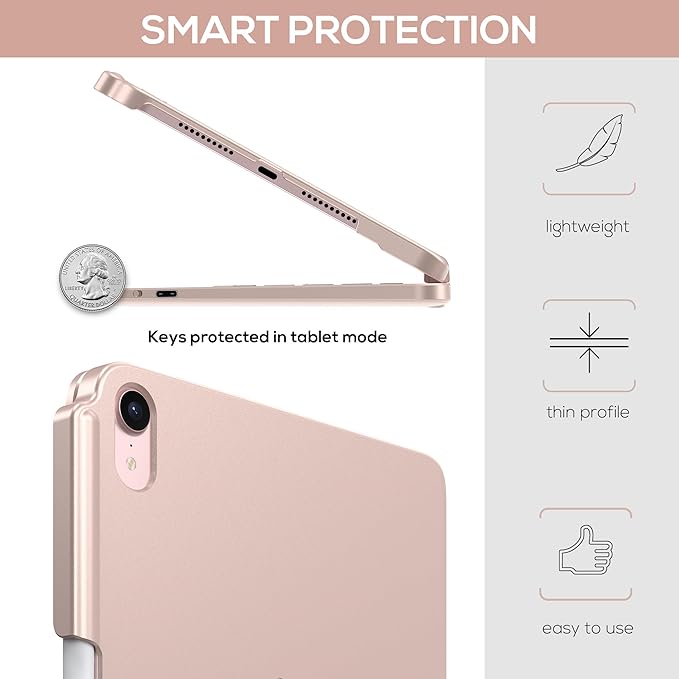 typecase Keyboard Case for iPad mini 7 (2024) & mini 6 (2021) - Wireless Case with Keyboard for iPad mini 7th 6th Generation 8.3" - 11 Colors Backlit Keyboard Cover with Trackpad - Rose Gold