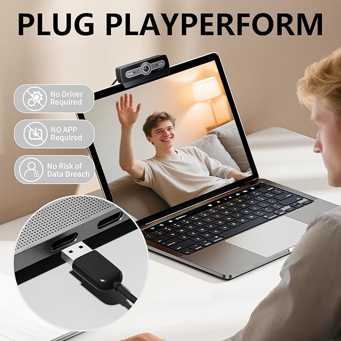 1080p Webcam with Microphone, USB for PC Laptop Desktop Computer, Streaming Camera, Plug & Play, for Meeting/Online Video Calls
